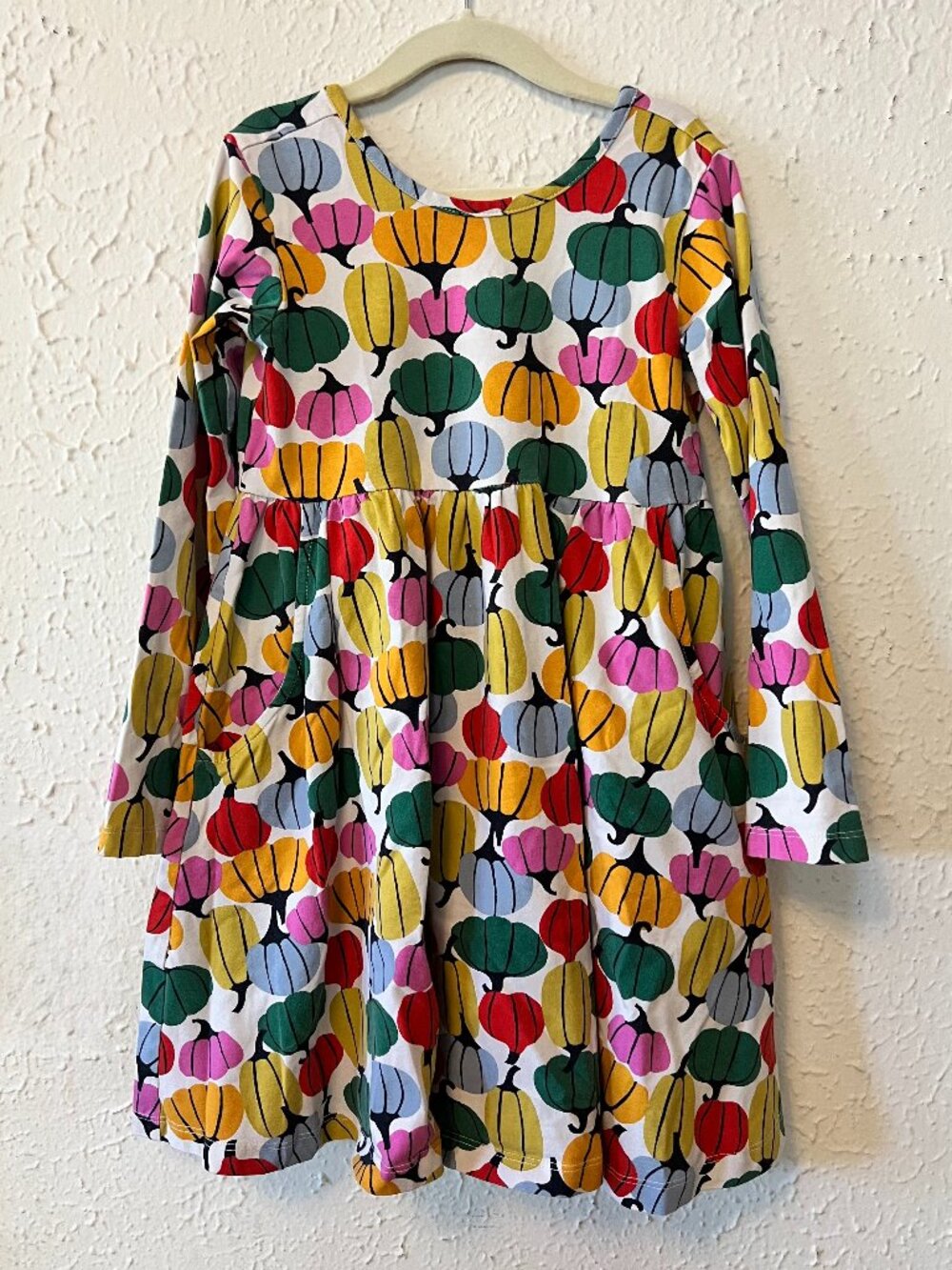 Hanna Andersson Colorful Pumpkin Print Dress Size 6-7